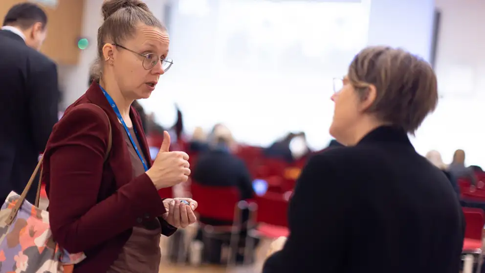 Two women networking