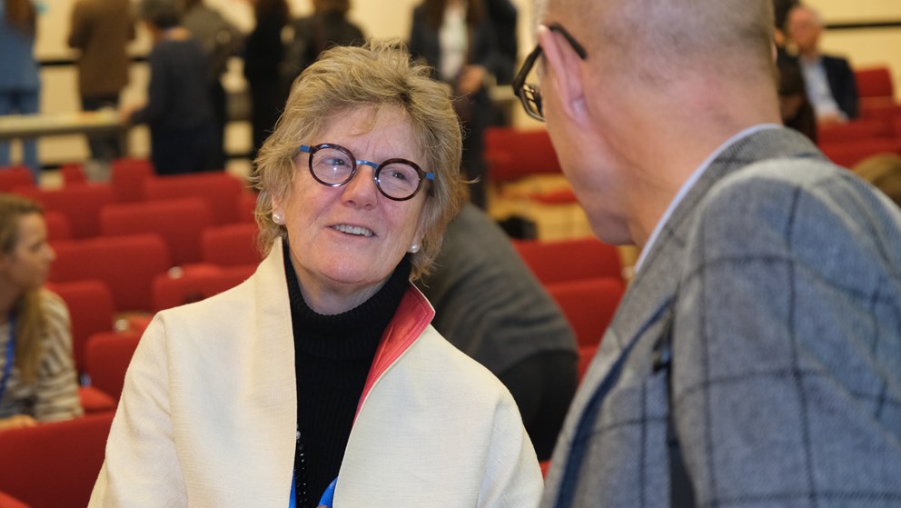 Woman and man networking